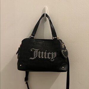 Juicy Couture Black Studded Logo Satchel with Heart Charm